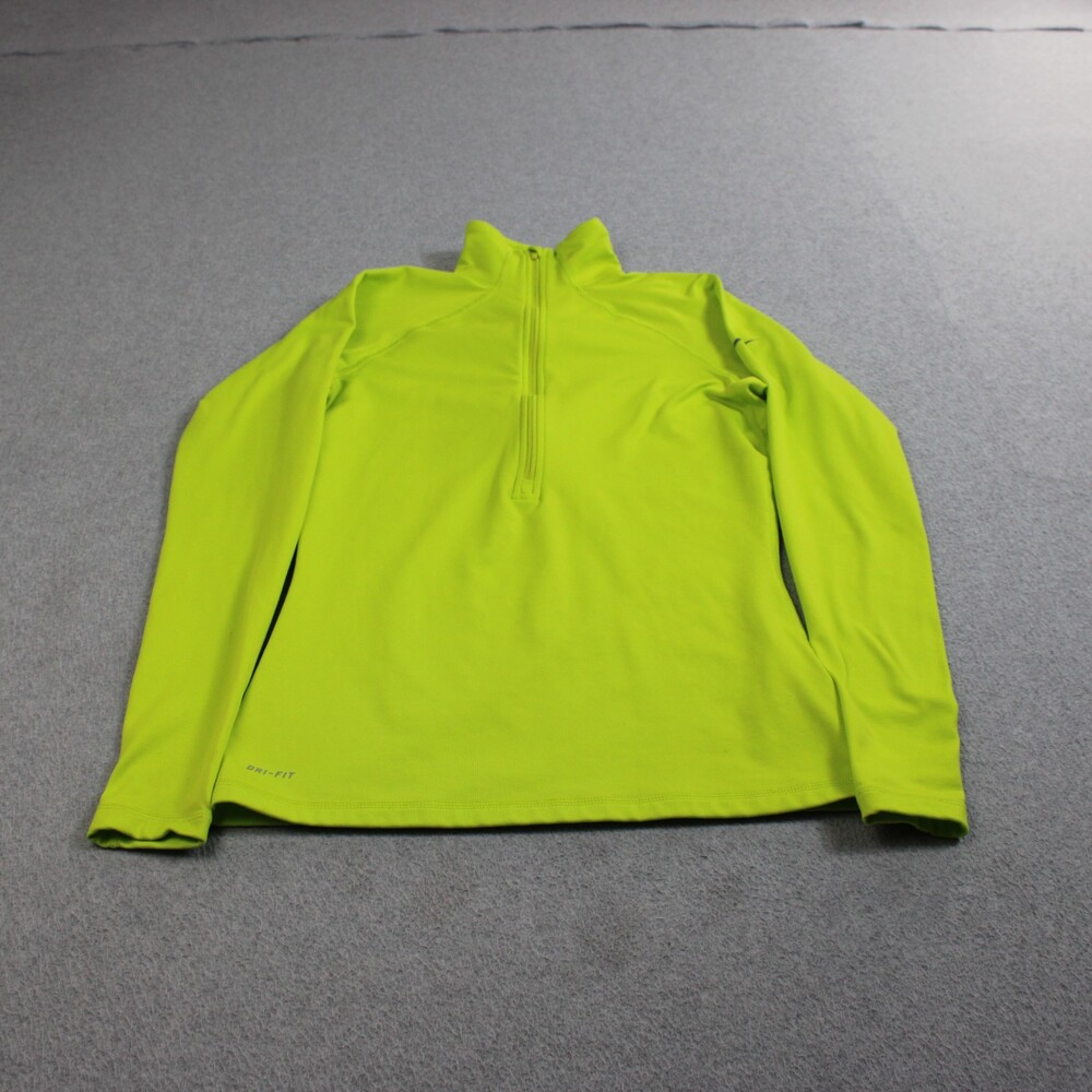 Nike Pro Hoodie Women Medium Green Quarter Zip Running Training Outdoors Hiking